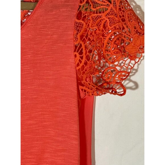 American rag short sleeve shirt sheer pink lace open back floral small READ - Picture 2 of 14